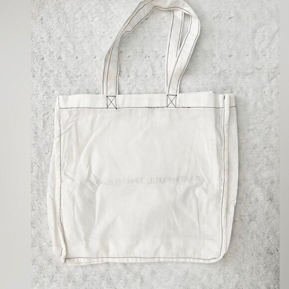 Faithful The Brand Spell Out Linen Canvas Tote Bag - Picture 4 of 7